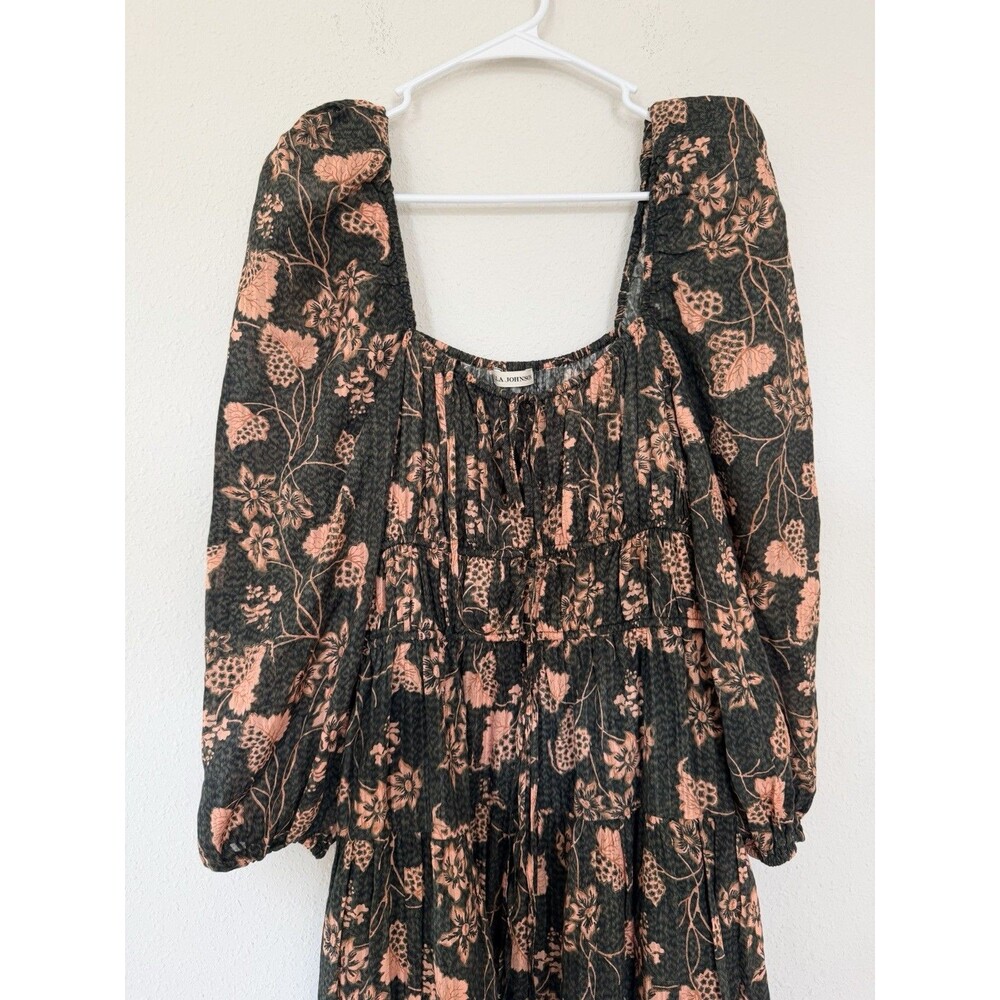 NWOT Ulla Johnson Isla Floral Print Puff Sleeve Lined Midi Dress Balsam Size 4 - Picture 9 of 11